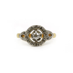 Yellow gold, Platinum, and Diamond ring