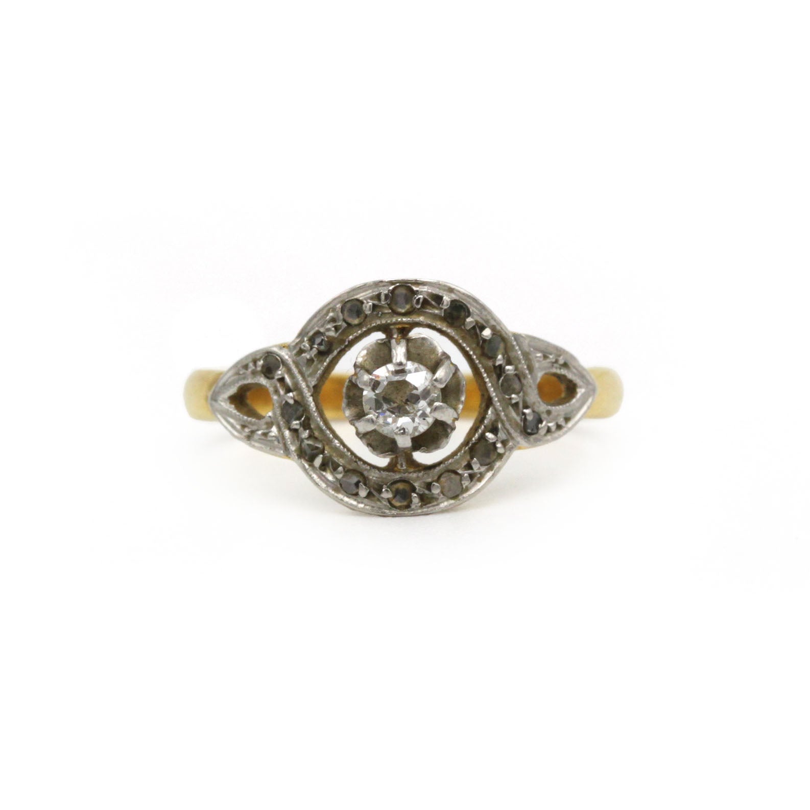 Yellow gold, Platinum, and Diamond ring