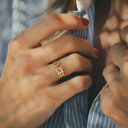 CARTIER "CC" Ring in white gold, yellow gold, and rose gold