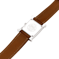 HERMÈS "Heure H" PM Watch in Steel and Leather