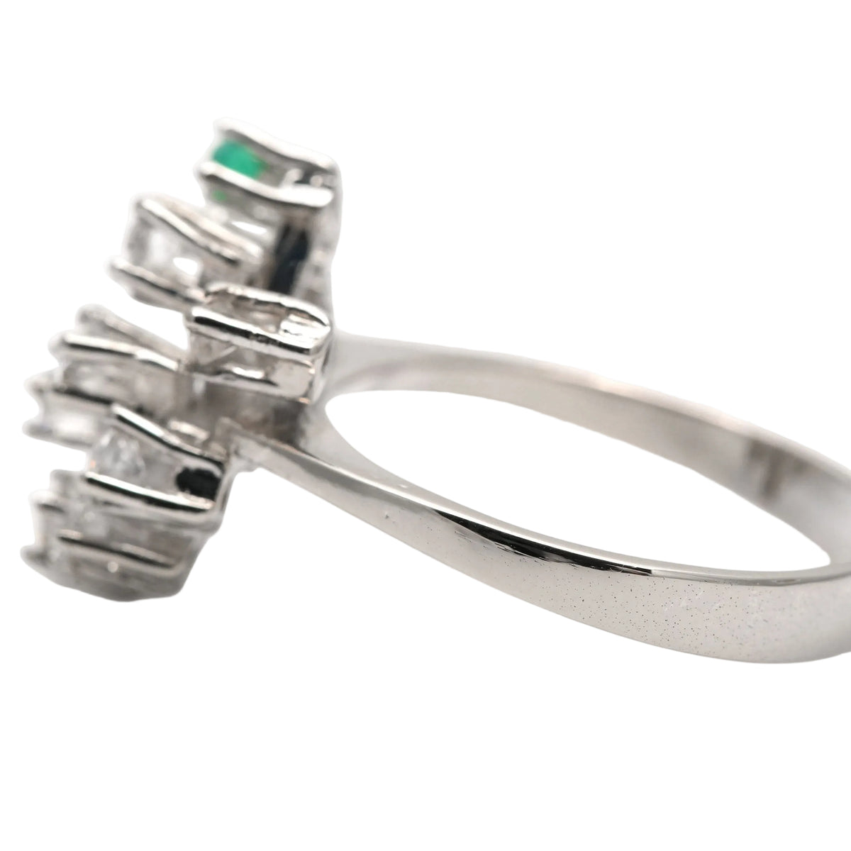 White Gold, Emerald, and Diamond Ring