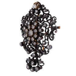 Yellow Gold, Silver, and Diamond Brooch-Pendant