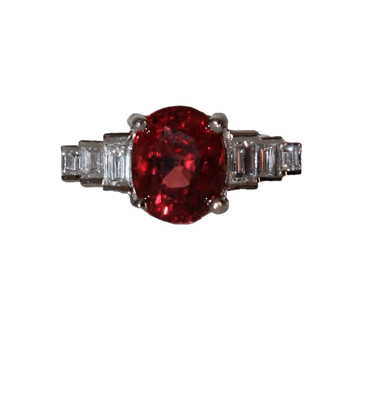 Bague en or blanc, spinelle, et diamants