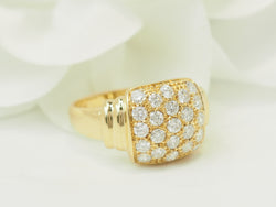 Yellow Gold and Diamond Pave Ring