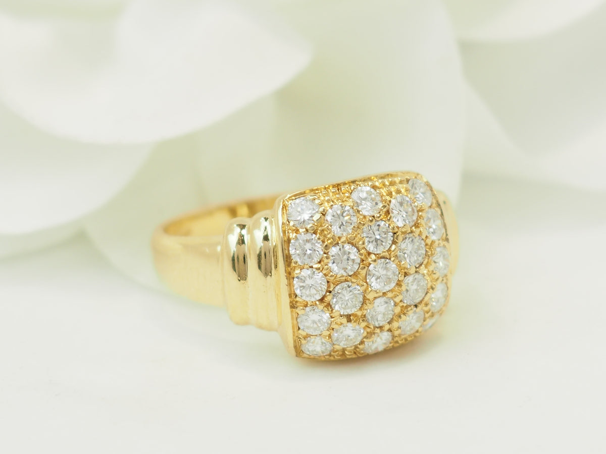 Yellow Gold and Diamond Pave Ring