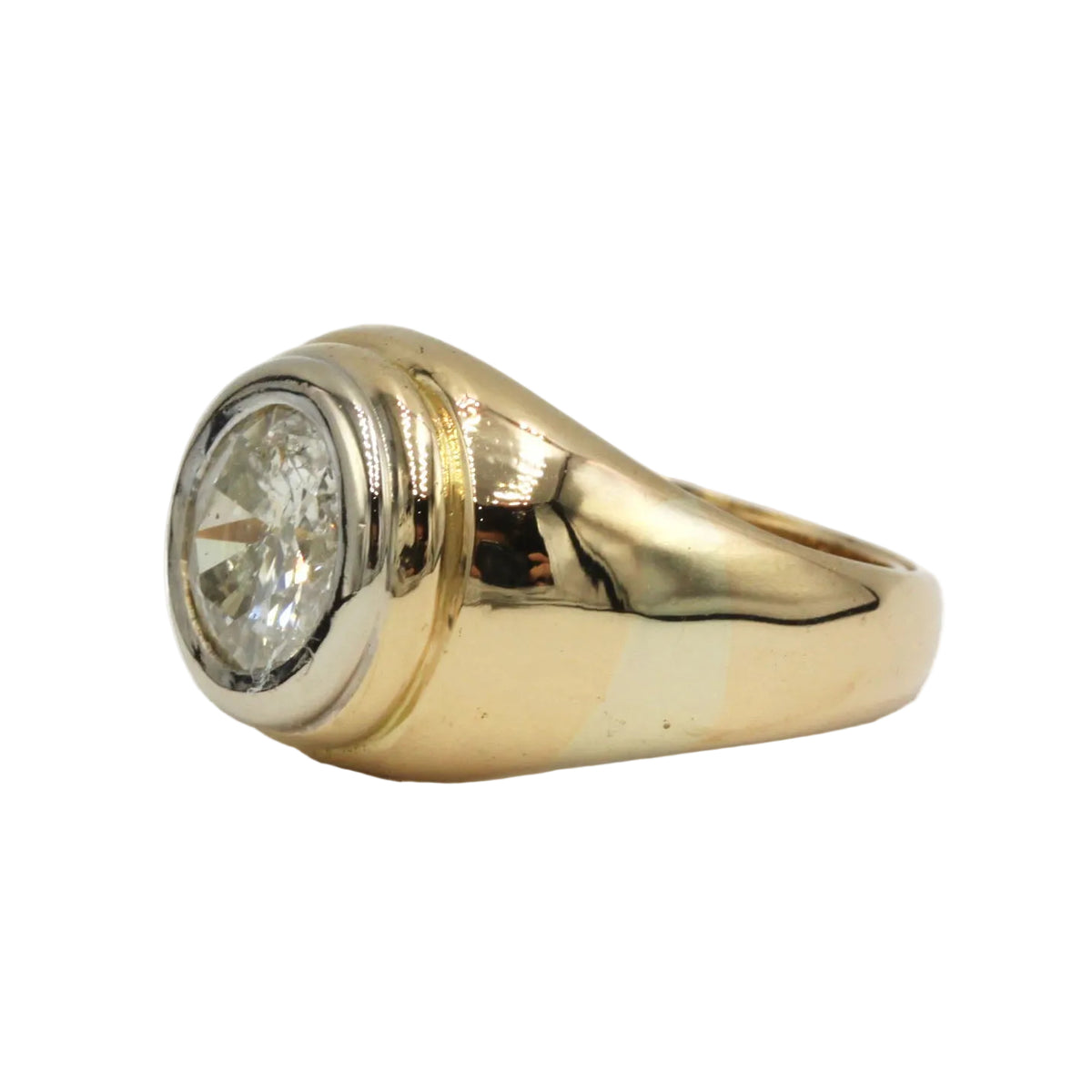Yellow Gold and Diamond Signet Ring