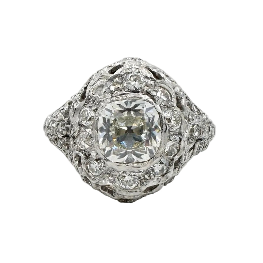 Platinum and Diamond Dome Ring