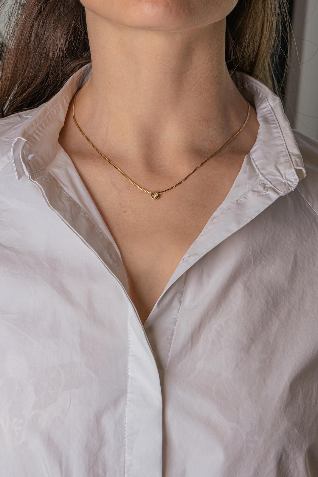 Yellow Gold Solitaire Diamond Necklace
