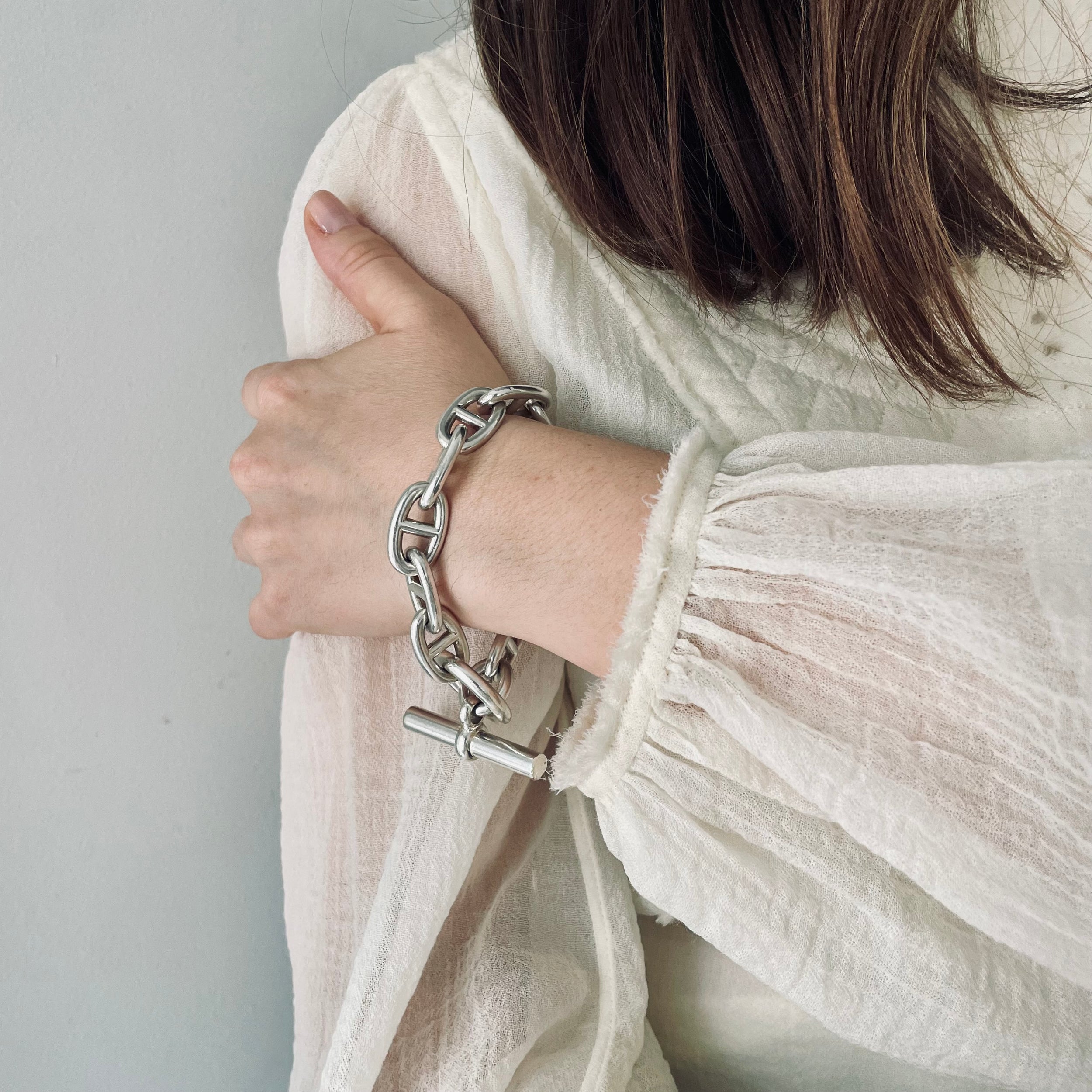 HERMÈS Link Bracelet "Chain d'Ancre" in Silver