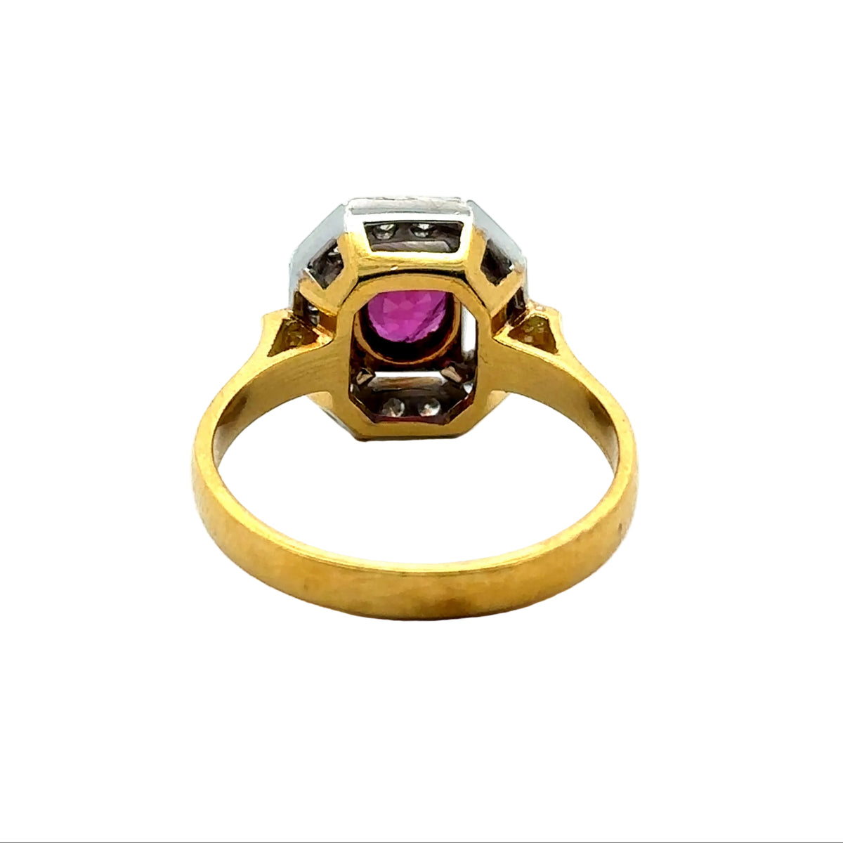 Cocktail Ring in Yellow Gold, Rubies, and Diamonds