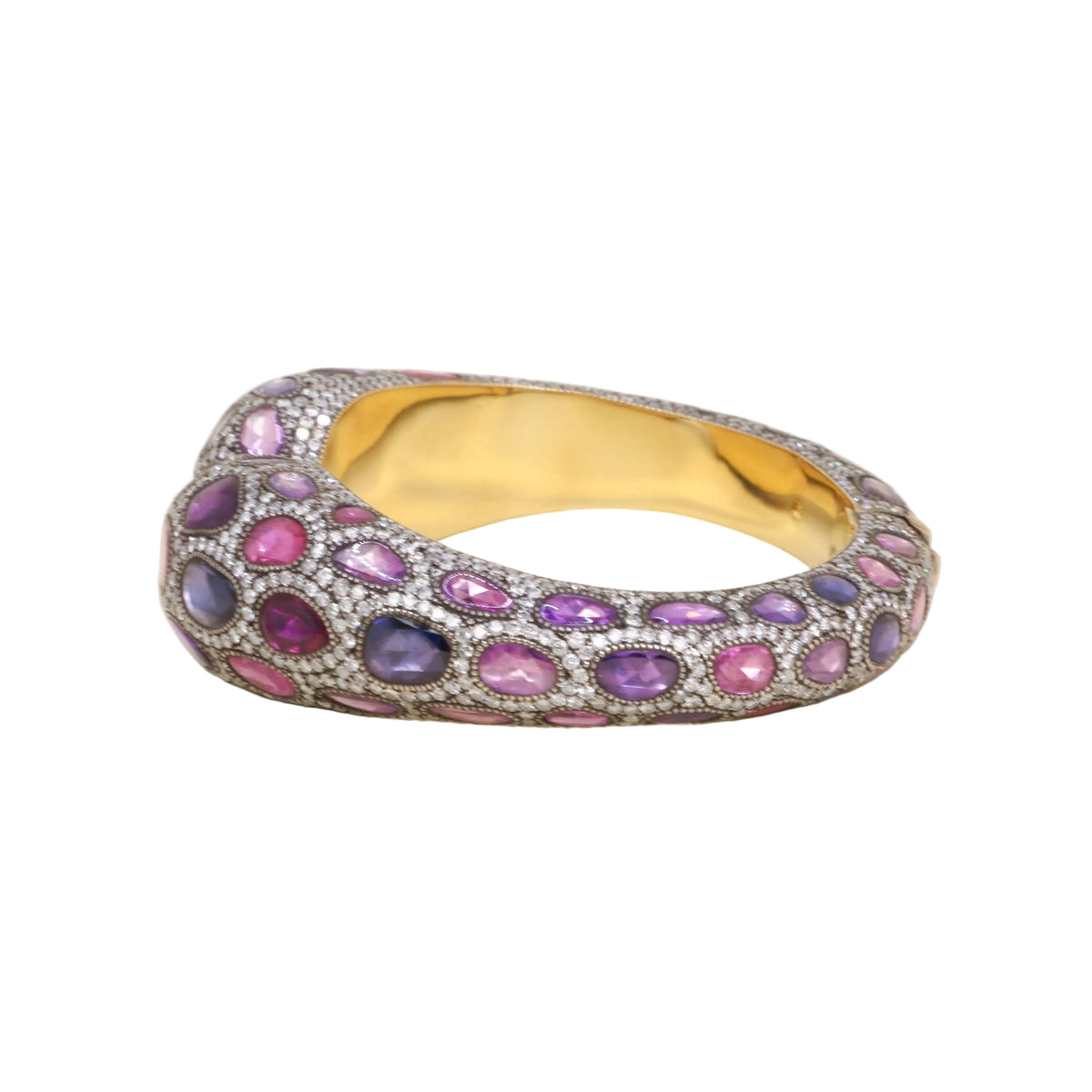 ANDRÉ MARCHA bangle bracelet in yellow gold, silver, sapphires, and diamonds