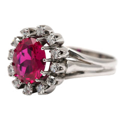 Entourage Ring in White Gold, Rubies, and Diamonds
