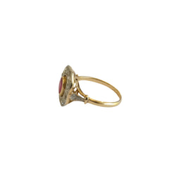 Yellow gold ring with rubies and diamonds