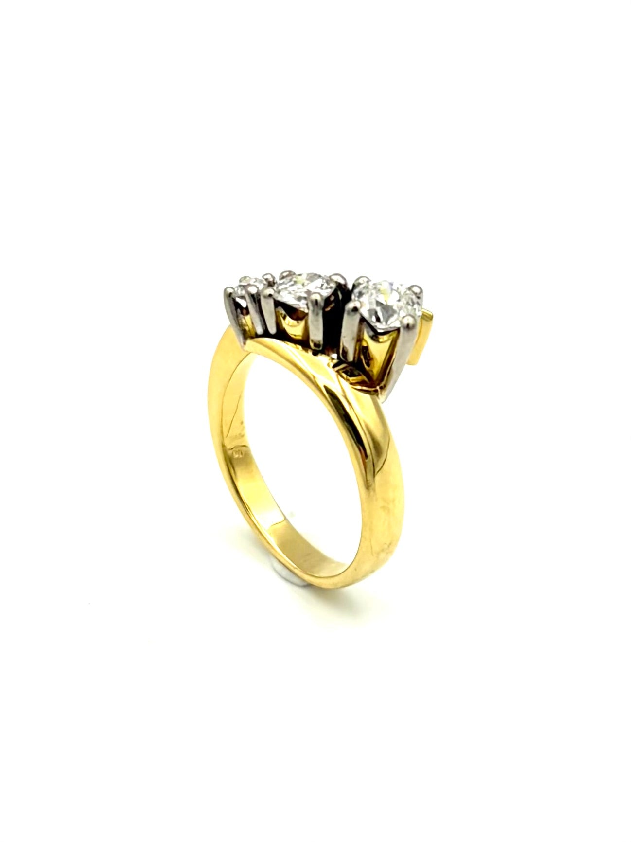 Vintage two-tone gold ring with diamonds
