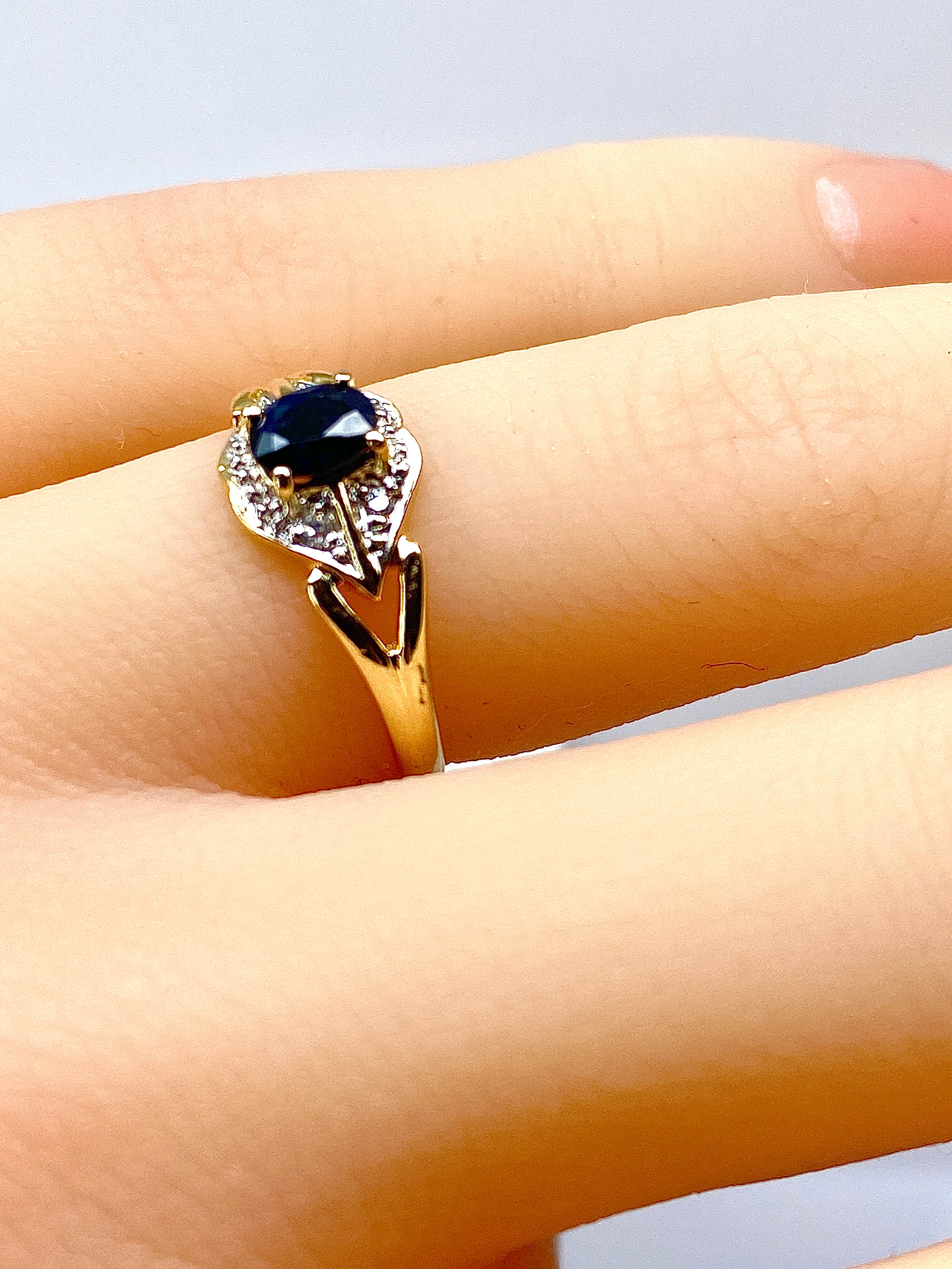 Gold, Sapphire, and Diamond Ring