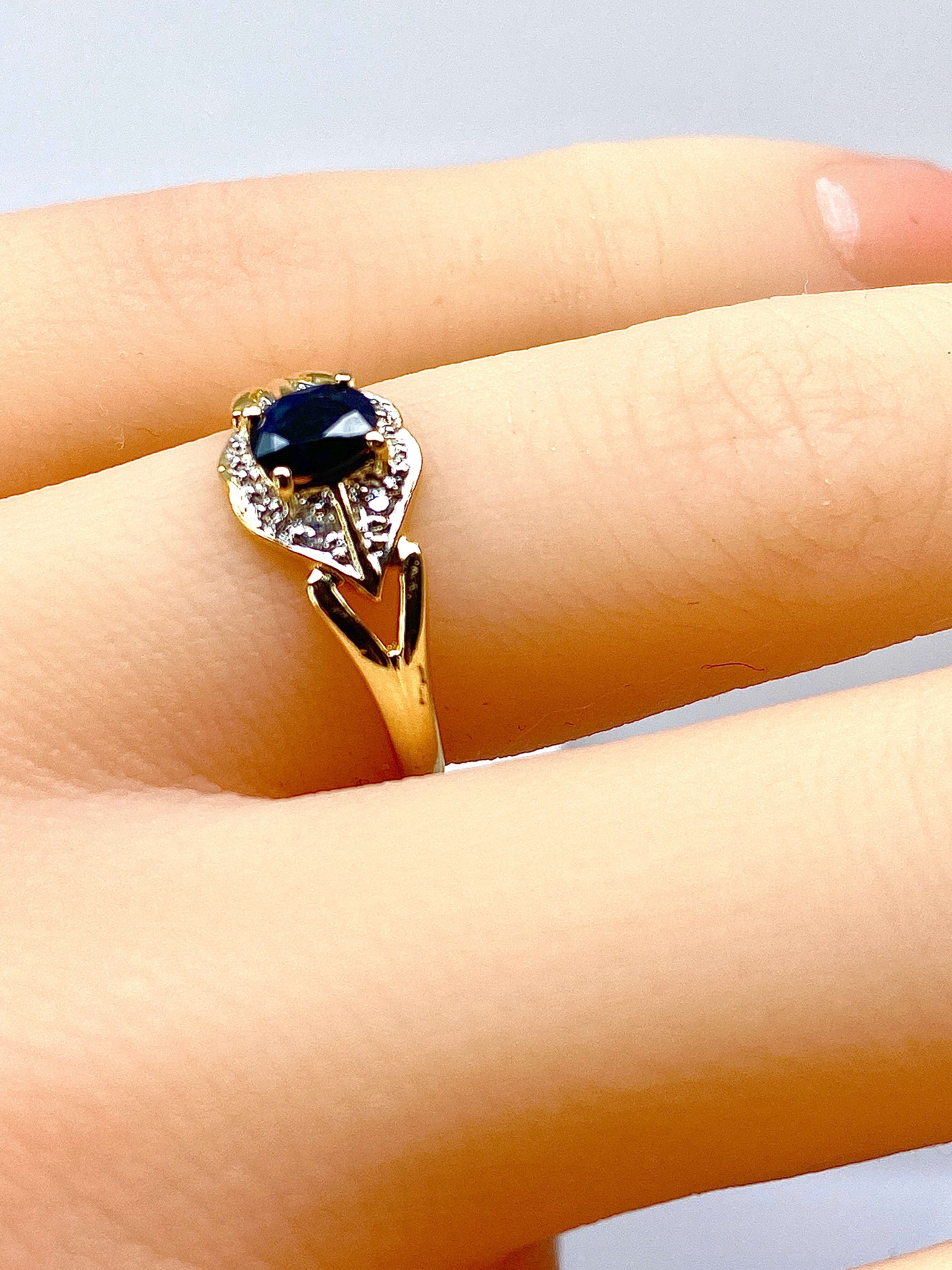 Gold, Sapphire, and Diamond Ring