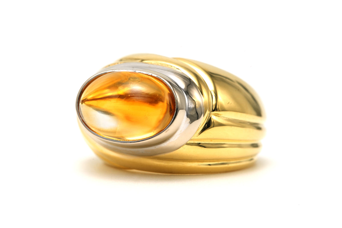 White Gold, Yellow Gold, and Citrine Bangle Ring