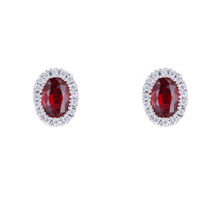 Boucles d'oreilles Puces en or blanc, rubis et diamants