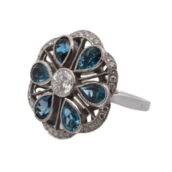 Marguerite Ring in White Gold, Topaz, and Diamonds