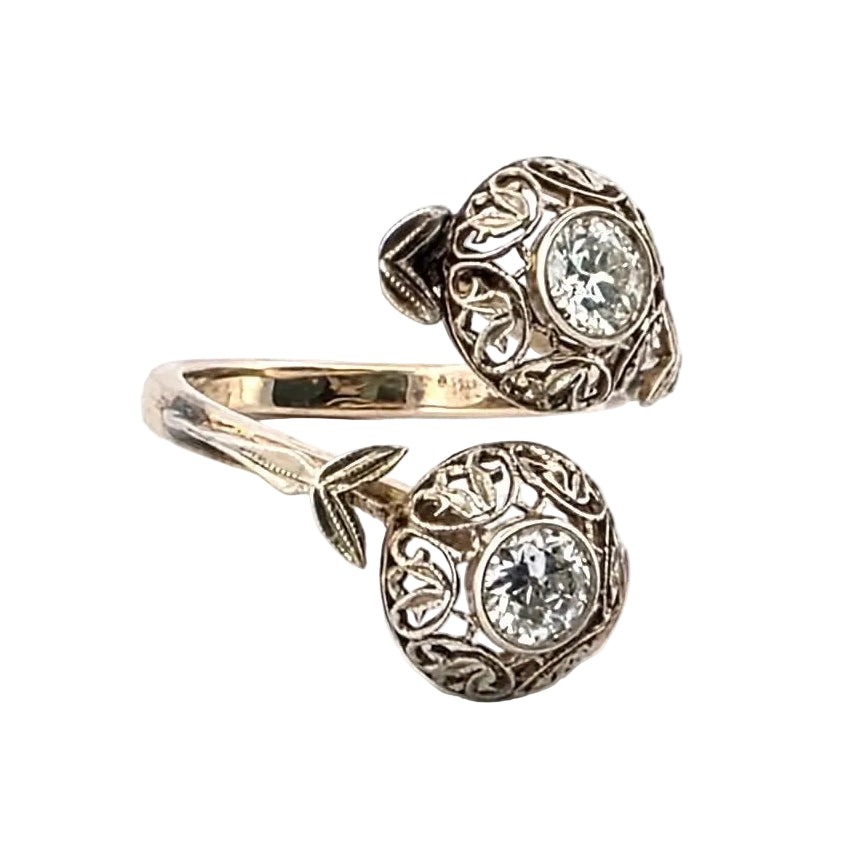 Toi & Moi Ring in Yellow gold and Diamonds