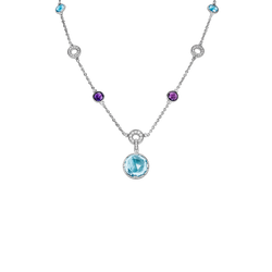 BVLGARI "Parentesi Cocktail" Necklace in white gold, blue topazes, amethysts and diamonds