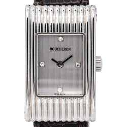 Montre BOUCHERON Reflet en acier, argent, cuir et diamants