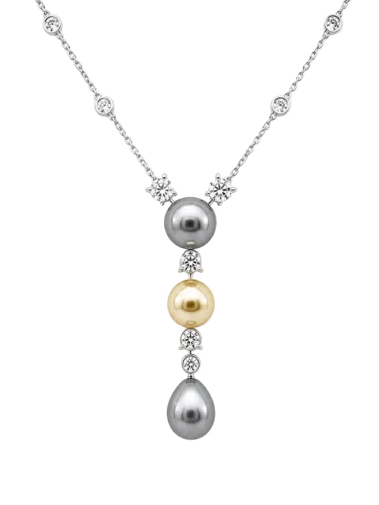 CARTIER "Muguet" Pendant Necklace in platinum, pearls, and diamonds