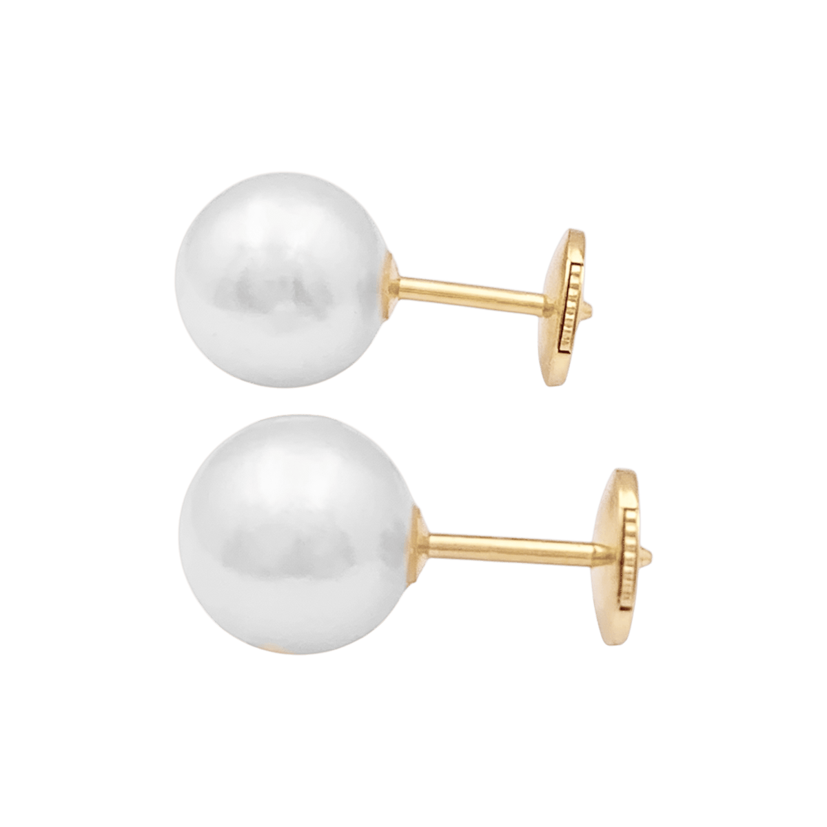 Boucles d'oreilles Puces en or jaune et perles