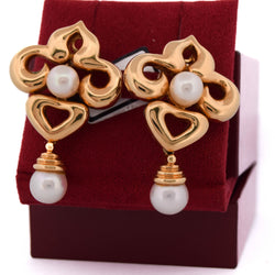Boucles d'oreilles Clips en or jaune et perles