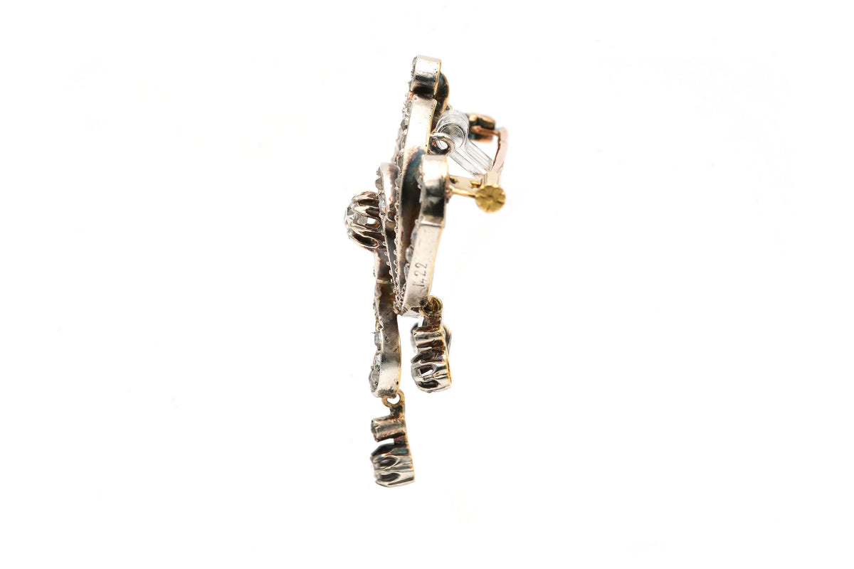 Broche Épingle en or jaune, argent et diamants