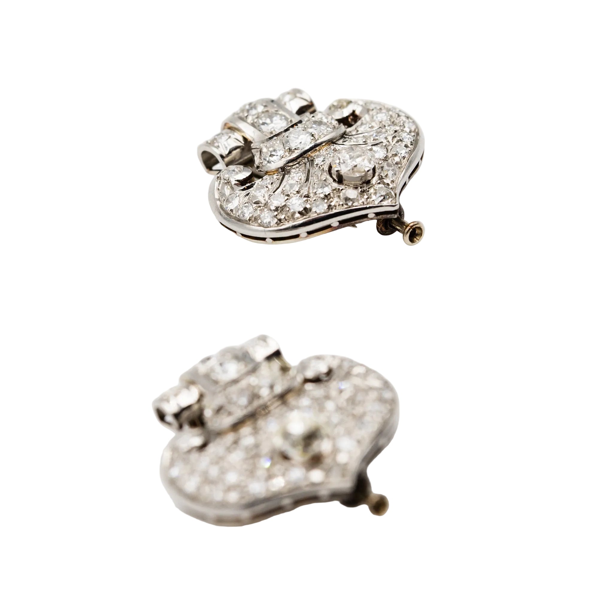 Broche Clip en or blanc et diamants