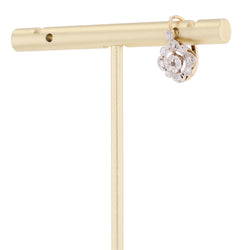 Single pair of lever-back earrings in white gold, yellow gold, and diamonds