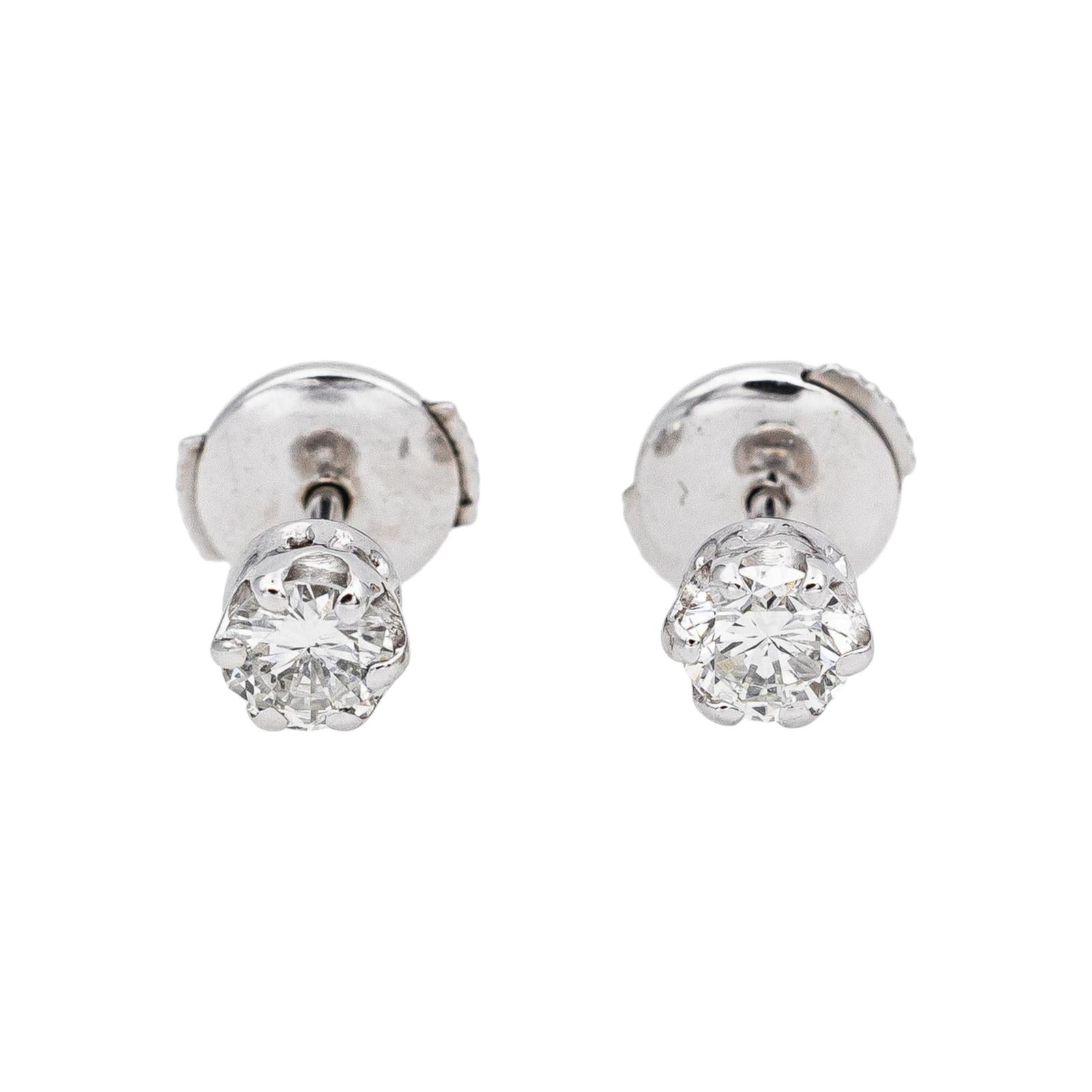 Boucles d'oreilles Puces Or blanc Diamant