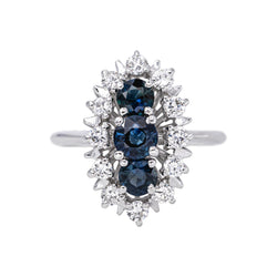 White Gold Marquise Ring with Sapphire