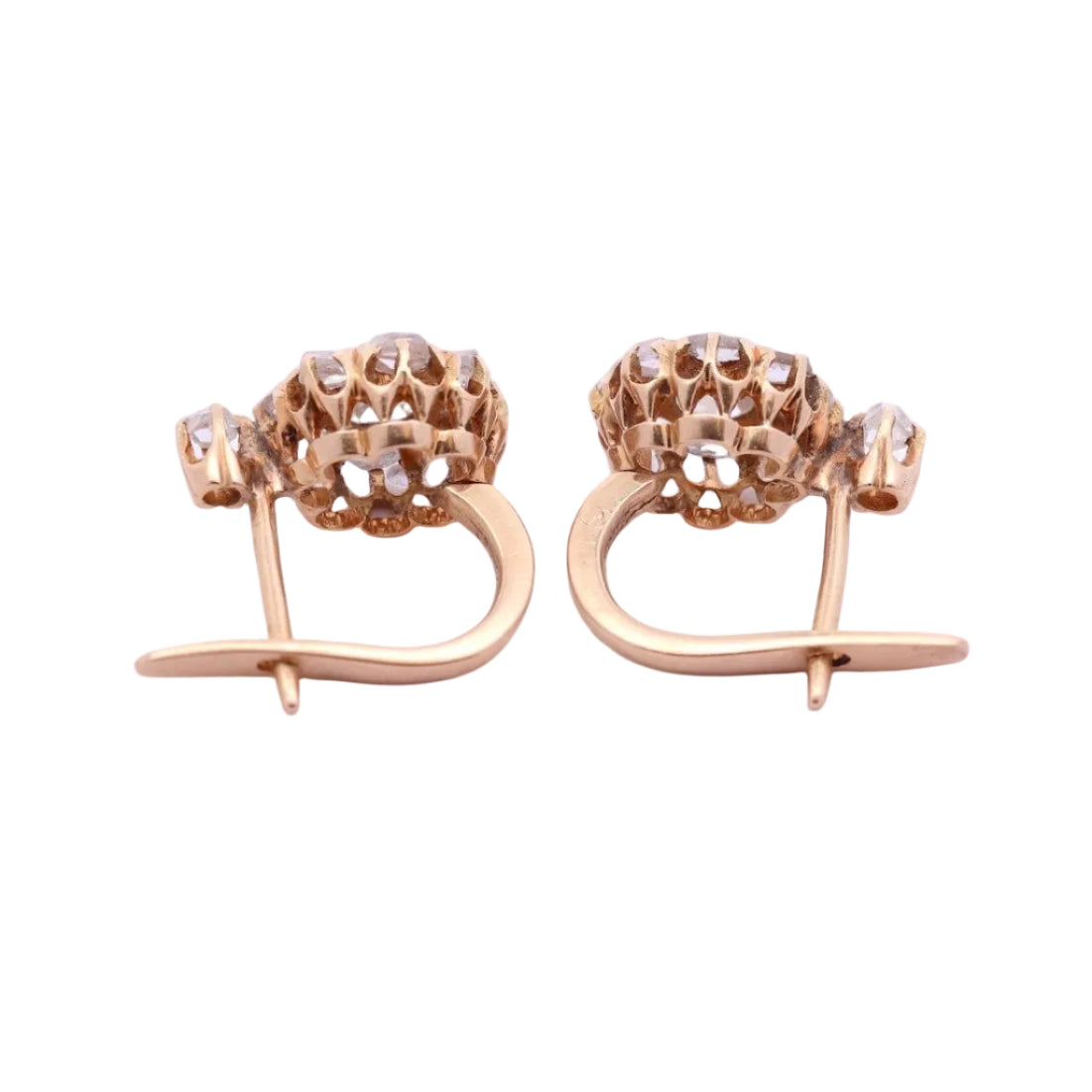 Gold and Diamond Lever-back Earrings