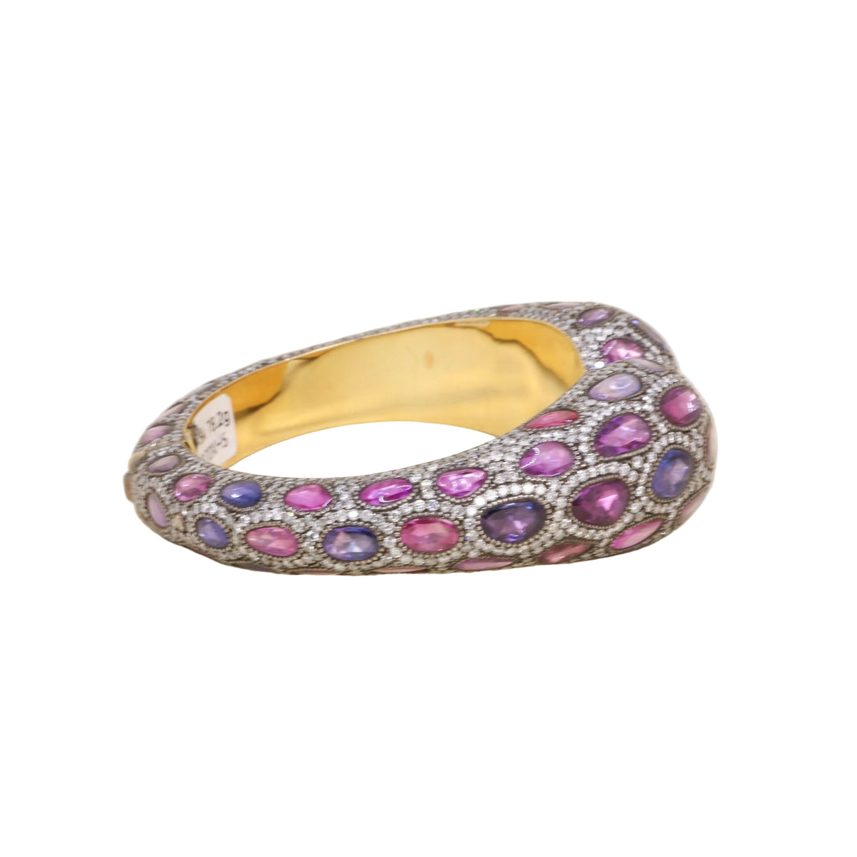 ANDRÉ MARCHA bangle bracelet in yellow gold, silver, sapphires, and diamonds