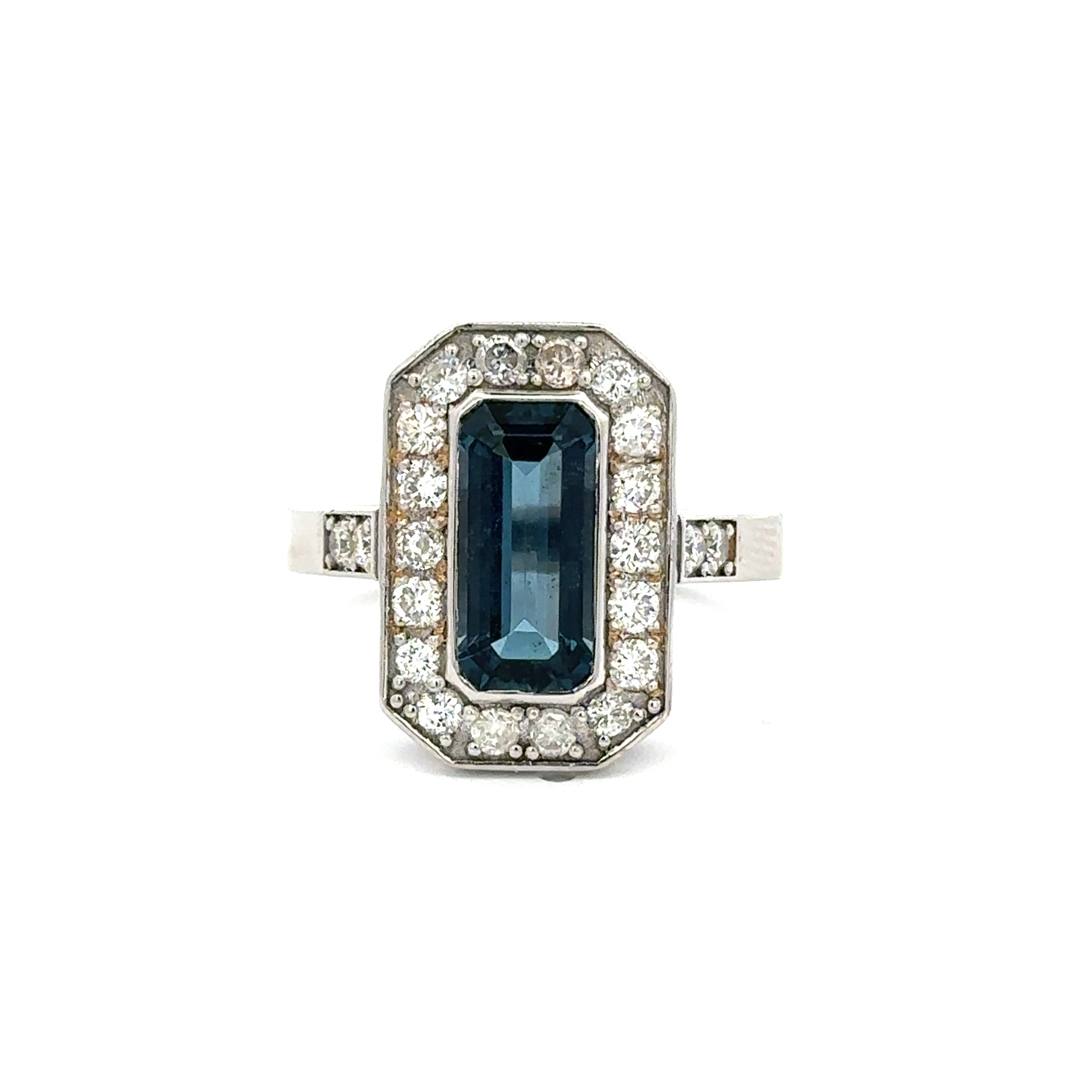 "Entourage" Ring in White Gold, Topaz, and Diamonds