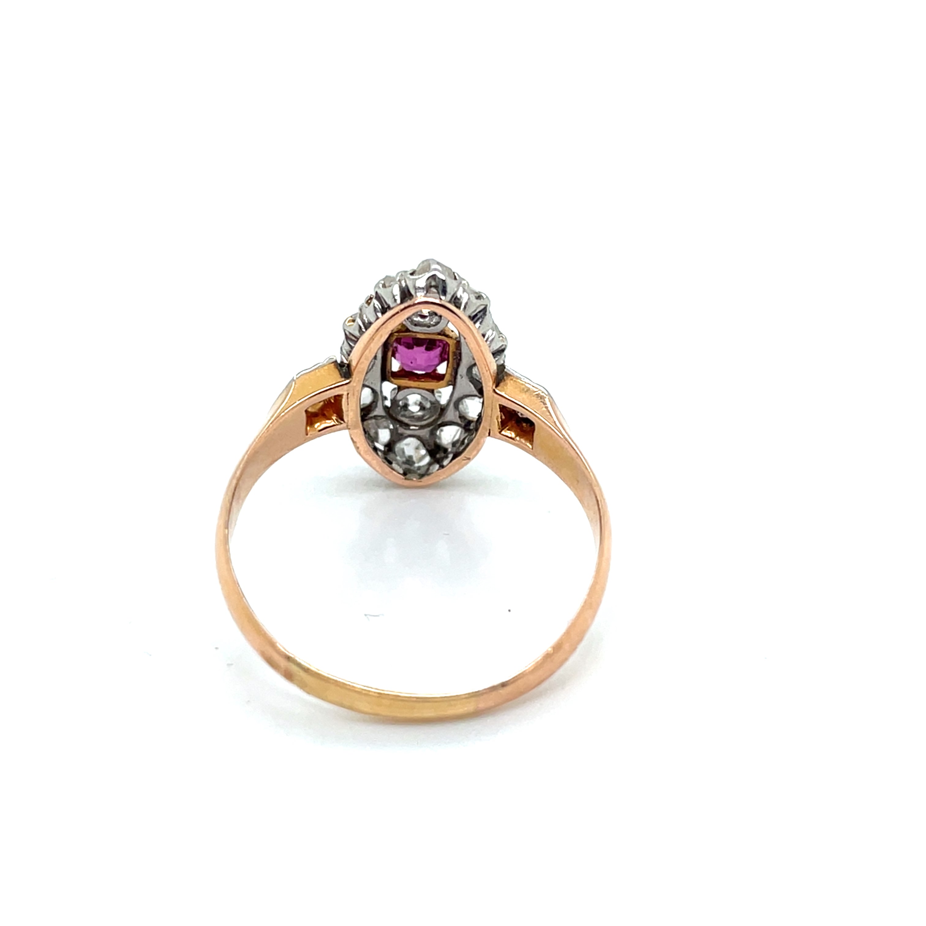 Marquise Ring in Rose gold, Platinum, Rubies, and Diamonds