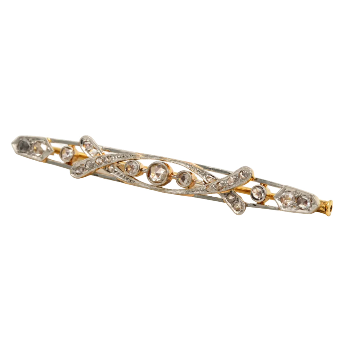 Brooch made of white gold, yellow gold, and diamonds