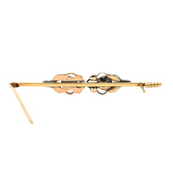 Brooch made of yellow gold, silver, and diamonds
