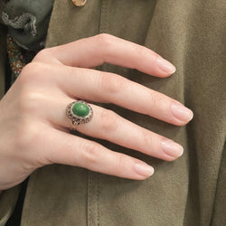 Ring in white gold, yellow gold, and turquoise