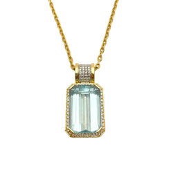 GOUBLE Pendant Necklace in yellow gold, aquamarine, and diamonds