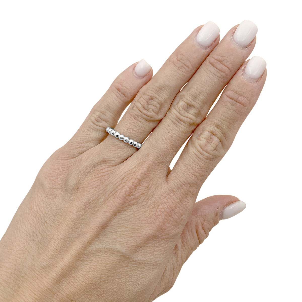 VAN CLEEF & ARPELS "Perlée" MM Ring in White Gold