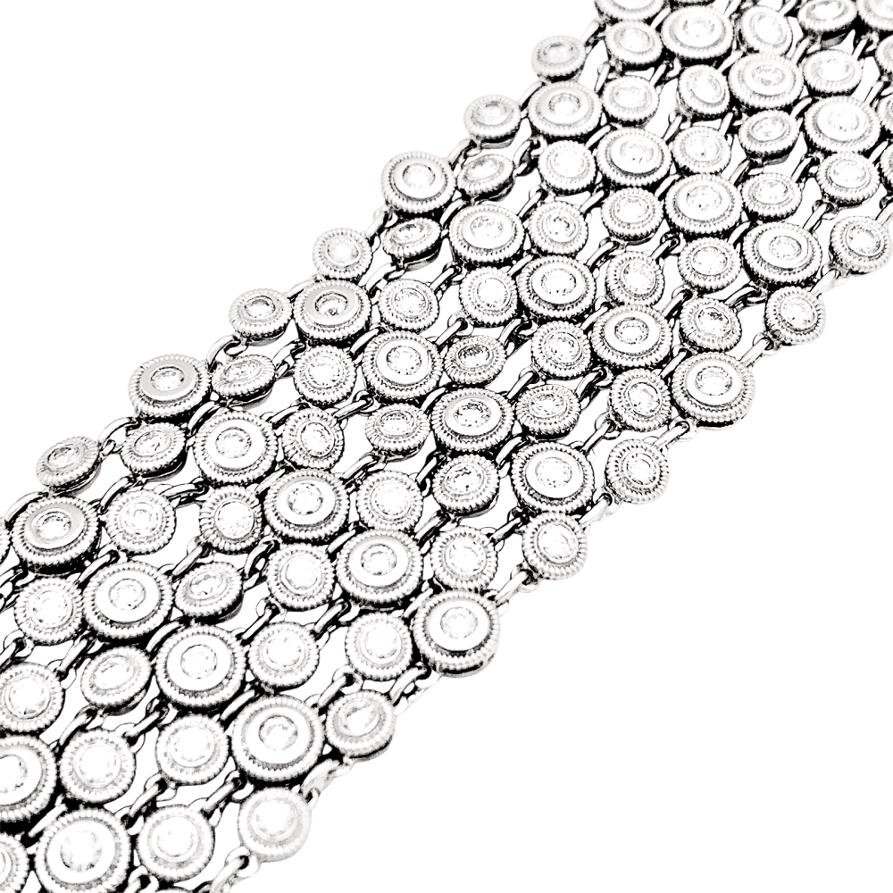 Bracelet souple, or blanc et diamants.