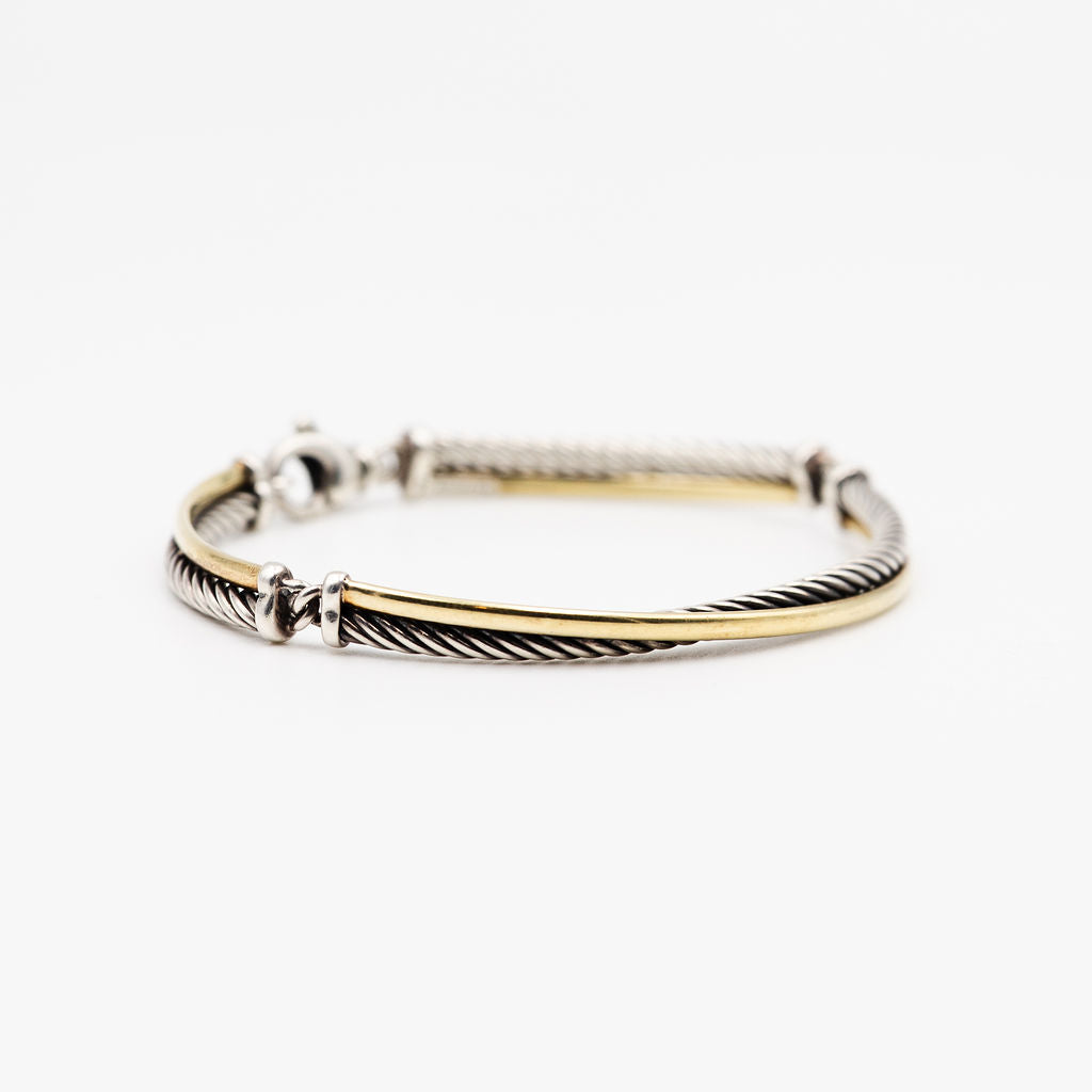 DAVID YURMAN "Crossover" Bracelet in Silver and Yellow Gold