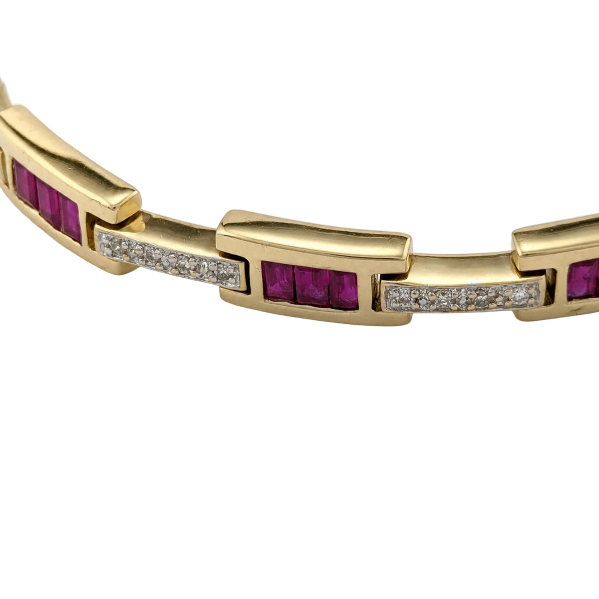 "Ligne" Bracelet in Yellow Gold, Rubies, and Diamonds