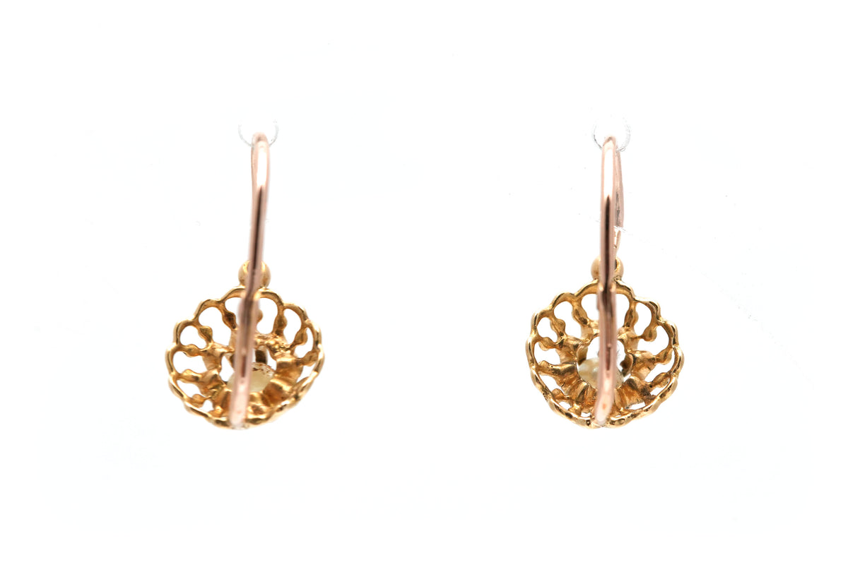 Boucles d'oreilles Dormeuses en or jaune et perles