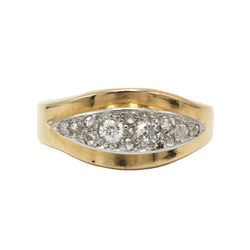 Yellow Gold, Platinum, and Diamond Garter Ring