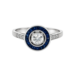 Bague Entourage en platine, saphirs et diamants