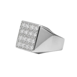 White Gold Signet Ring with Diamonds